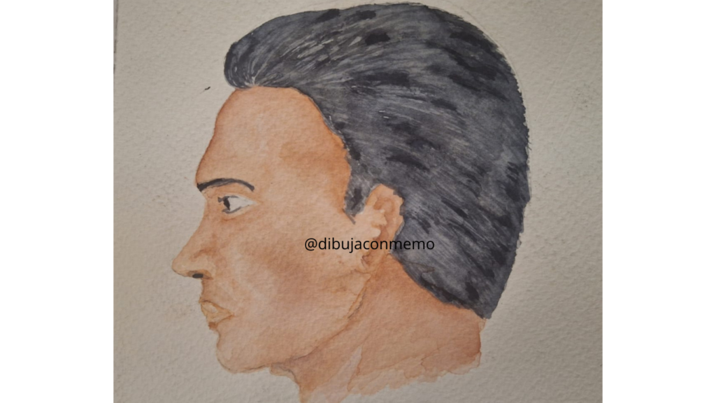 acuarela rostro de perfil